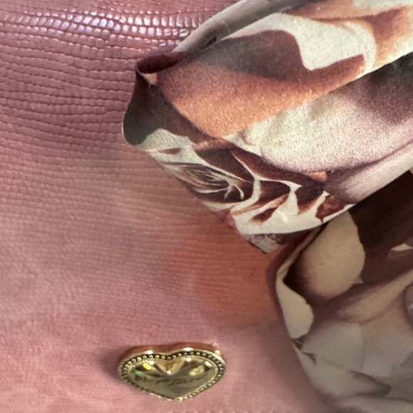 Betsy Johnson Pink Handbag with Floral Scarf Accent